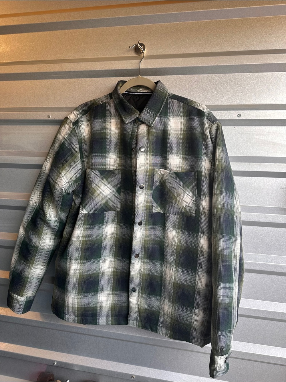 Nomad Green Plaid Button-Front Casual Shirt Jacket